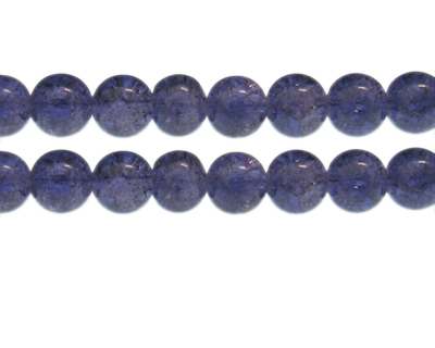 12mm Dark Violet Crackle Glass Bead, approx. 18 beads