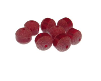 12mm Red Druzy-Style w/ Line Glass Bead, 8 beads