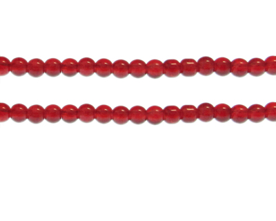 6mm Red Gemstone-Style Glass Bead, approx. 51 beads