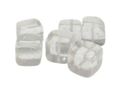 14mm Rock Crystal Gemstone Cube Bead, 6 beads