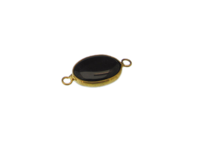 20 x 14mm Black Onyx Gold Gemstone Oval Link