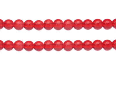 8mm Red Jade-Style Glass Bead, approx. 54 beads