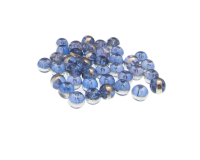 (image for) Approx. 1oz. x 6x4mm Midnight Blue Rondelle Glass Bead w/Silver Line - Click Image to Close