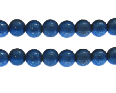 (image for) 12mm Drizzled Deep Turquoise Glass Bead, approx. 13 beads - Click Image to Close