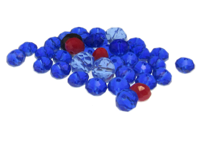 (image for) Approx. 1.2oz. x 8-10mm Blue Faceted Rondelle Glass Beads
