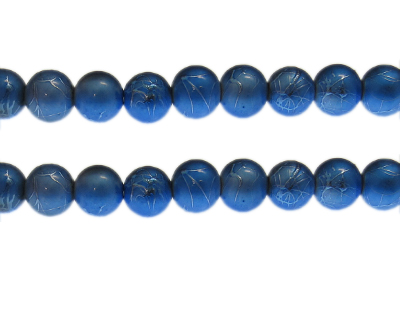 10mm Drizzled Deep Turquoise Glass Bead, approx. 17 beads