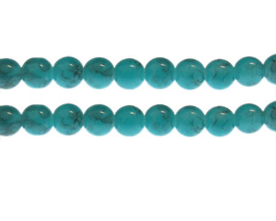 10mm Aqua Marble-Style Glass Bead, approx. 22 beads