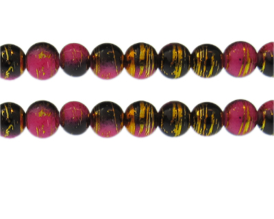 10mm Night Out Abstract Glass Bead, approx. 17 beads