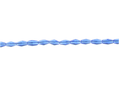 (image for) 8 x 4mm Dark Sky Blue Faceted Bi-cone Glass Bead, 13" string