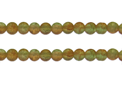 8mm Orange/Apple Green Crackle Frosted Duo Bead, approx. 36 bead