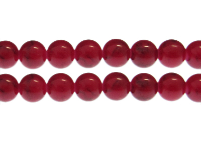 12mm Red Marble-Style Glass Bead, approx. 18 beads