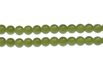 8mm Olive Gemstone-Style Glass Bead, approx. 37 beads