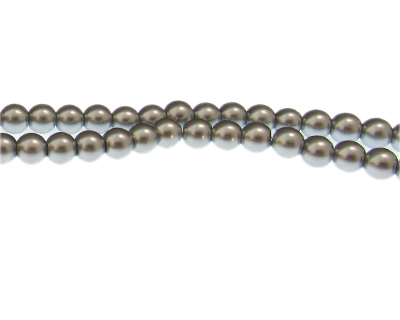 6mm Platinum Glass Pearl Bead, approx 78 beads