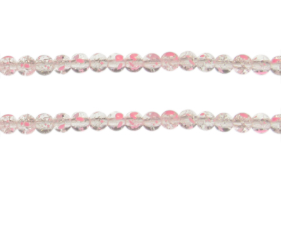 6mm Carnation Crackle Spray Glass Bead, approx. 70 beads