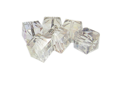 14mm Crystal Faceted Cube Glass Bead, 6 beads
