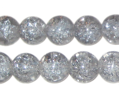 12mm Silver Crackle Glass Bead, approx. 17 beads
