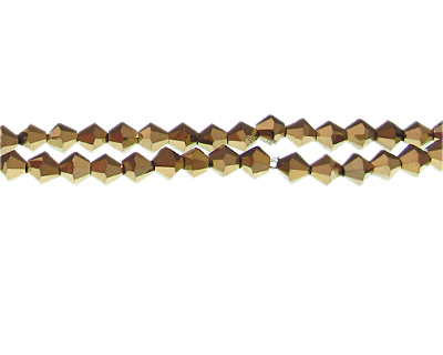 (image for) 6mm Gold Electroplated Bicone Glass Bead, 22" string - Click Image to Close