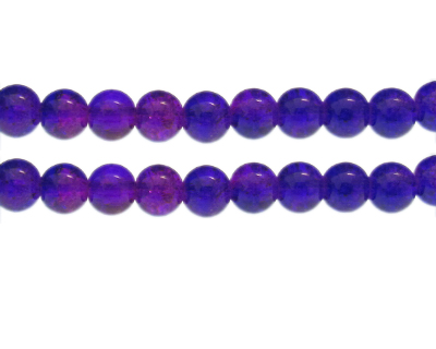 10mm Deep Purple Crackle Glass Bead, approx. 22 beads