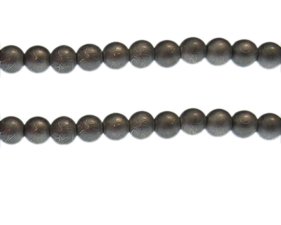 8mm Drizzled Deep Silver Glass Bead, approx. 36 beads