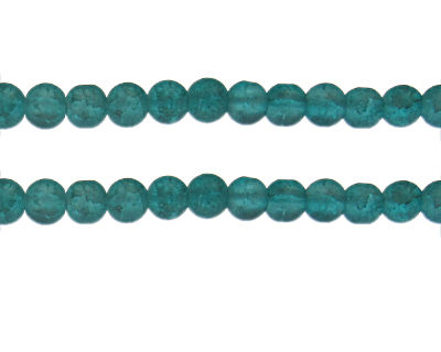 8mm Aqua Crackle Frosted Glass Bead, approx. 36 beads