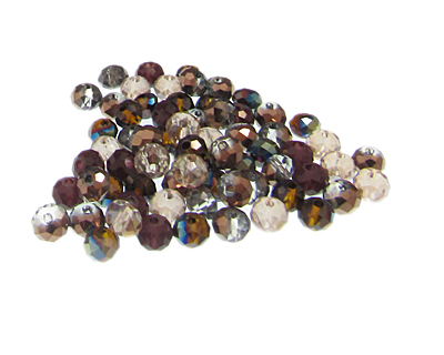 (image for) Approx. 1oz. x 6x4mm Copper/Black/Silver Luster Rondelle Glass Bead - Click Image to Close