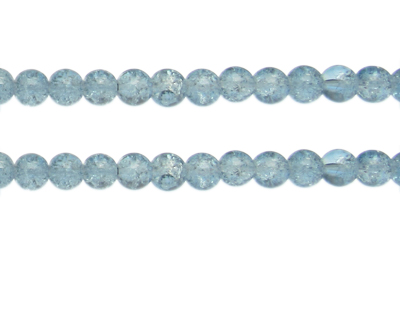 8mm Deep Silver Crackle Glass Bead, approx. 55 beads