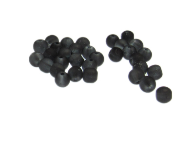 Approx. 1oz. x 6mm Black Sea/Beach-Style Glass Beads