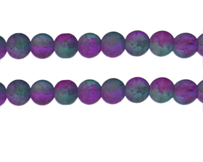 10mm Turq/Purple Crackle Frosted Duo Bead, approx. 17 beads