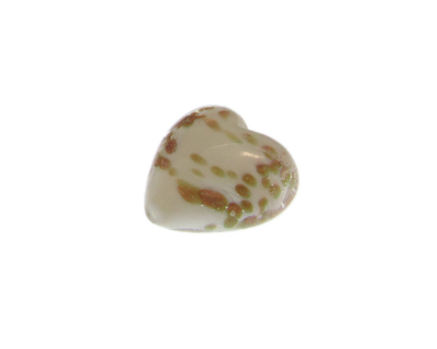 28mm White Splatter Heart Lampwork Glass Bead, 2 beads