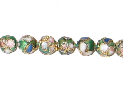 (image for) 6mm Emerald Round Cloisonne Bead, 7 beads