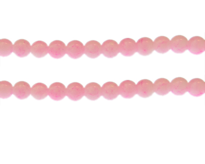 8mm Soft Pink Marble-Style Glass Bead, approx. 53 beads
