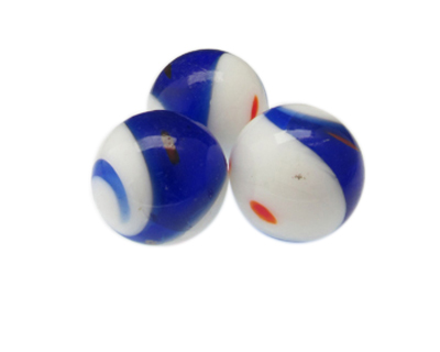 24mm Blue Abstract Lampwork Glass Bead, 5 beads, NO Hole
