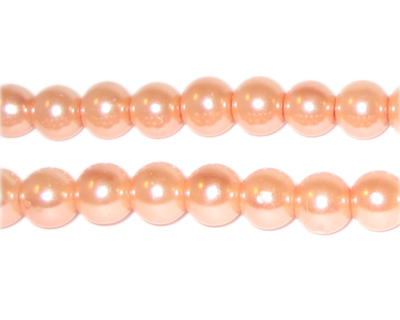 8mm Apricot Glass Pearl Bead, approx. 56 beads
