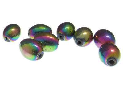 16 x 12mm Luster Electroplated Oval Glass Bead, 8 beads