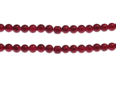 6mm Red Marble-Style Glass Bead, approx. 72 beads