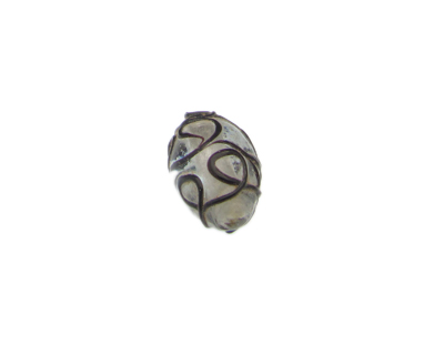 26 x 18mm Black Pattern Oval Lampwork Glass Bead 26 x 18mm Black Pattern Oval Lampwork Glass Bead
