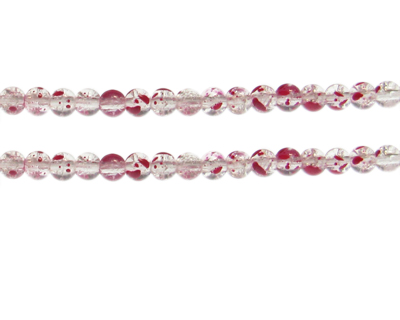 6mm Rose Crackle Spray Glass Bead, approx. 70 beads