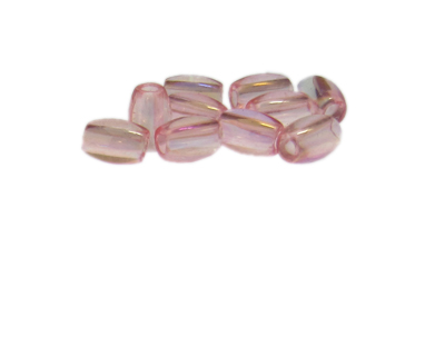 10 x 6mm Pink Oval Glass Bead, 10 beads, large hole