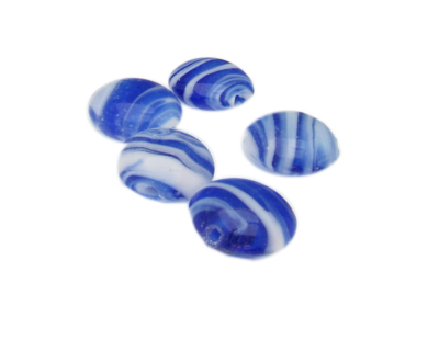 16mm Blue Lampwork Glass Bead, 5 beads