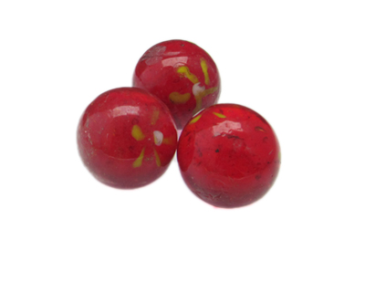 24mm Red Floral Lampwork Glass Bead, 5 beads, NO Hole