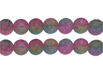 12mm 3-Color Pastel Crackle Frosted Bead, approx. 14 beads