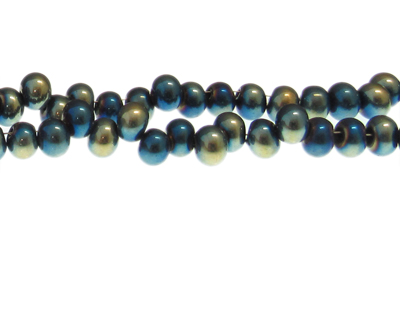 (image for) 8 x 6mm Blue/Silver Electroplated Drop Glass Bead, 20" string - Click Image to Close