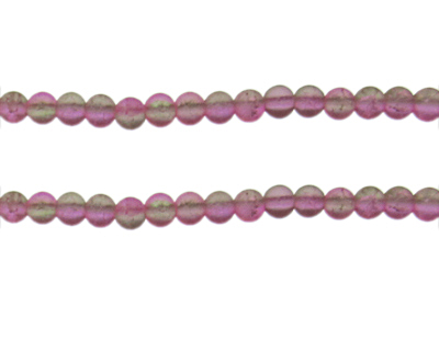 6mm Pink/Apple Green Crackle Frosted Duo Bead, approx. 46 beads