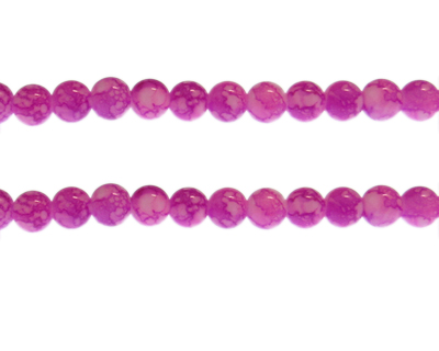 (image for) 8mm Magenta Marble-Style Glass Bead, approx. 53 beads - Click Image to Close