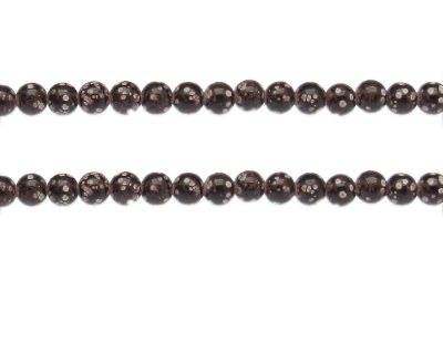 6mm Brown Spot Marble-Style Glass Bead, approx. 42 beads