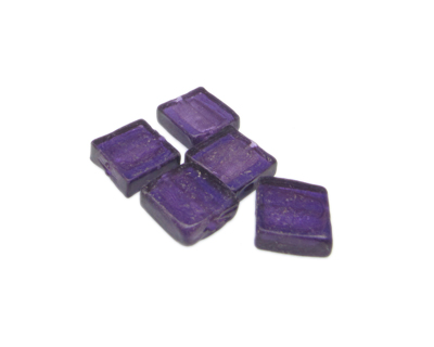 16mm Purple Square Lampwork Glass Bead, 5 beads