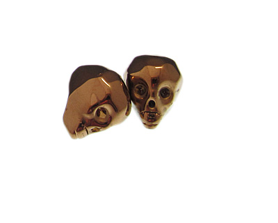 (image for) 24 x 20mm Bronze Skull Glass Bead, 2 beads - Click Image to Close