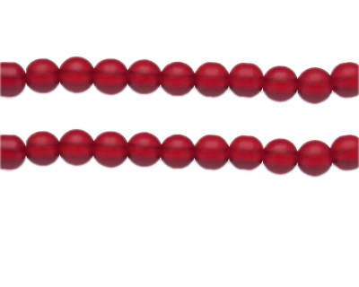 8mm Red Semi-Matte Glass Bead, approx. 32 beads