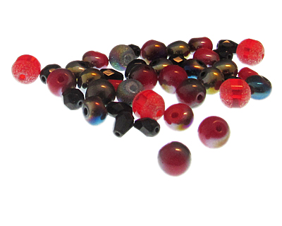 (image for) Approx. 1oz. Red Flame Designer Glass Bead Mix