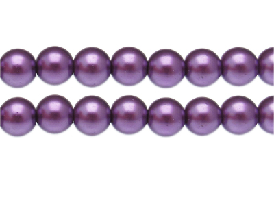 12mm Purple Glass Pearl Bead, approx. 18 beads